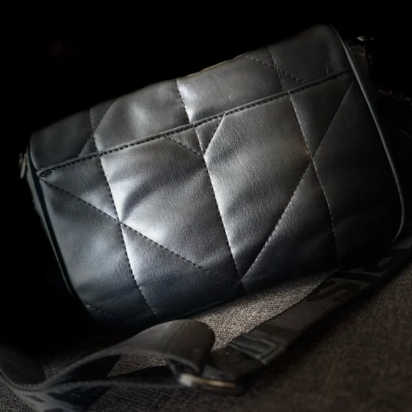 Karl Lagerfeld Black Quilted Messenger Bag